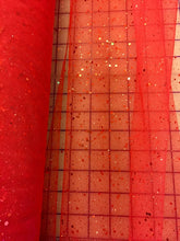 Glitter Sequined Tulle - 58/60-inches Wide Glitter Hologram Mesh Sequined Red